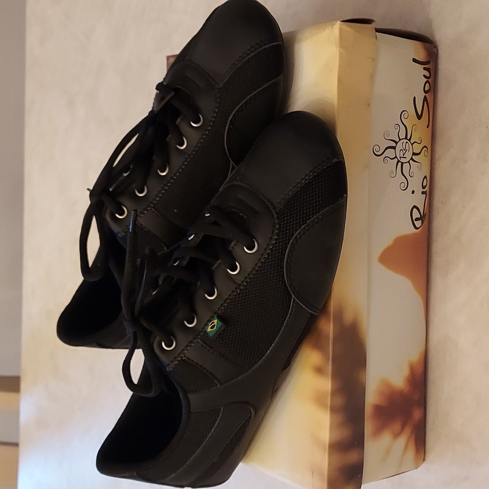 Women's Black Casual Dance Exercise Shoes Lace Up Sneaker